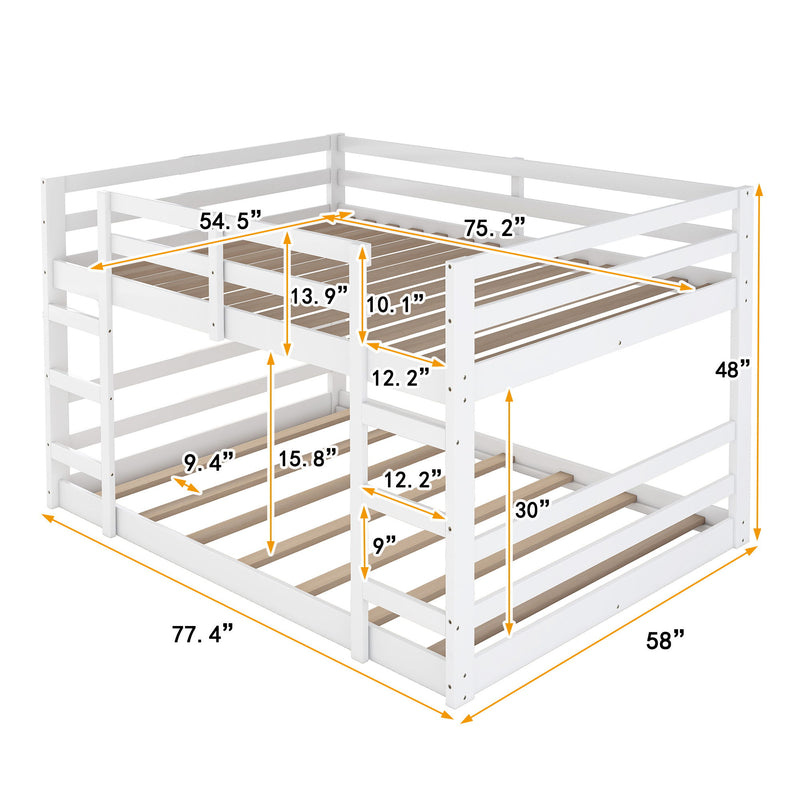 Full Over Full Bunk Bed With Ladder - White