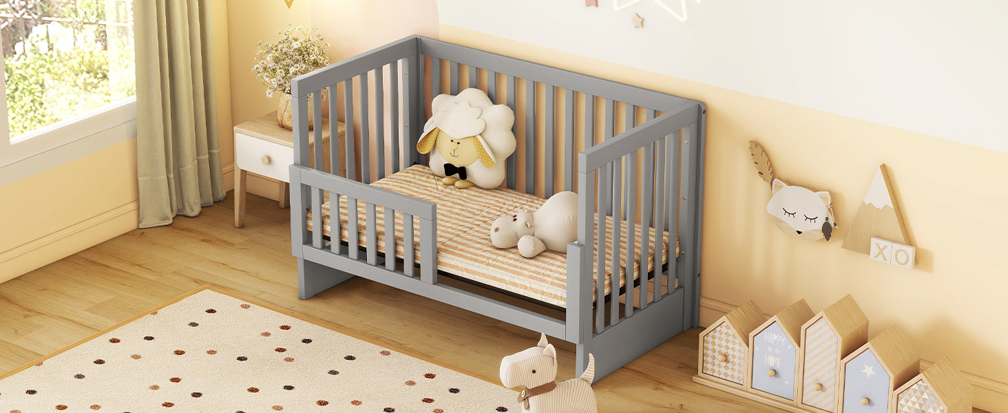 Convertible Crib/Full Size Bed with Changing Table, Gray - Atlantic Fine Furniture Melbourne FL