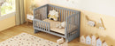 Convertible Crib/Full Size Bed with Changing Table, Gray