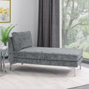 Fabric Upholstered Chaise Lounge With Iron Bracket Legs