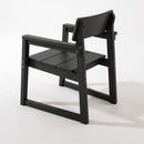 5 Piece Outdoor Dining Set For 4, Patio Table With Umbrella Hole And 4 Armrest Chairs For Backyard - Black