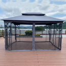 Patio Gazebo Tent With Ventilated Double Roof And Mosquito Net For Backyard Or Garden
