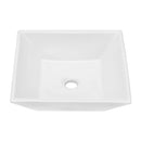 16" 6" Modern European Square Vessel Sink Glossy Porcelain Bathroom Vanity Top Above Counter Ceramic Basin - White