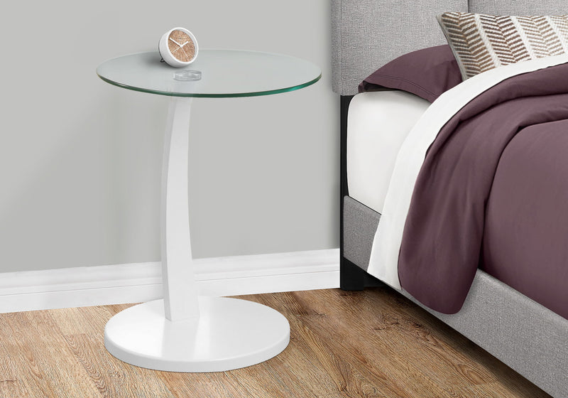 C-Shaped Accent Table Clear Tempered Glass For Living Room