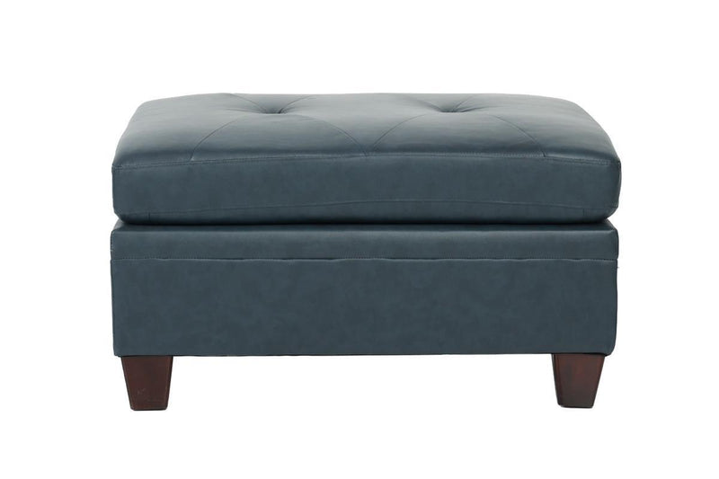 Genuine Leather Ink Blue Tufted 6pc Modular Sofa Set 2x Corner Wedge 3x Armless Chair 1x Ottoman Living Room Furniture Sofa Couch