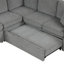 Modern U-Shaped Sectional Sofa Convertible Pull-Out Sofa Bed With USB Ports And Cup Holders