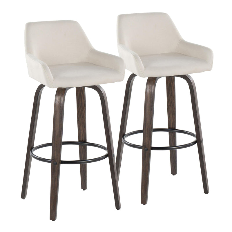 Daniella - Contemporary Fixed Height, Barstool With Swivel With Round Footrest (Set of 2)