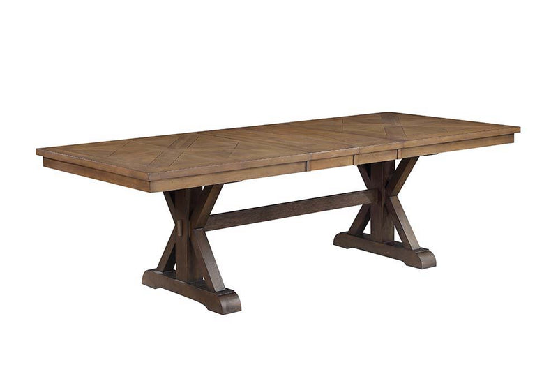 Pascaline - Dining Table - Gray Fabric, Rustic Brown & Oak Finish - Atlantic Fine Furniture Inc