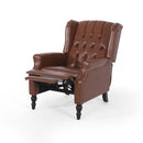 Upholstered Wingback Recliner With Nailhead Trim And Rolled Recessed Arms - Light Brown