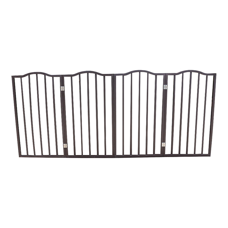 Pet Gate Dog Gate For Doorways, Stairs Or House Freestanding Folding - Dark Brown