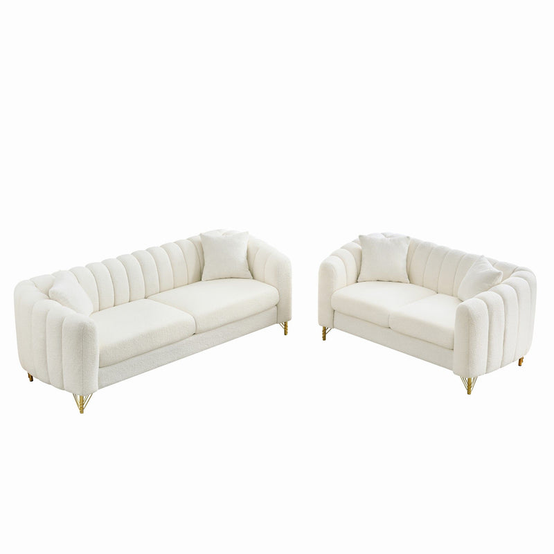 Oversized Sofa, 3 And 2 Seater - Beige