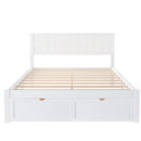 Full Size Platform Bed with Under-bed Drawers, White