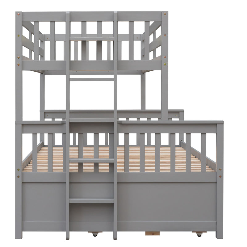 Twin Over Full Bunk Bed With Twin Size Trundle, Separable Bunk Bed With Drawers For Bedroom