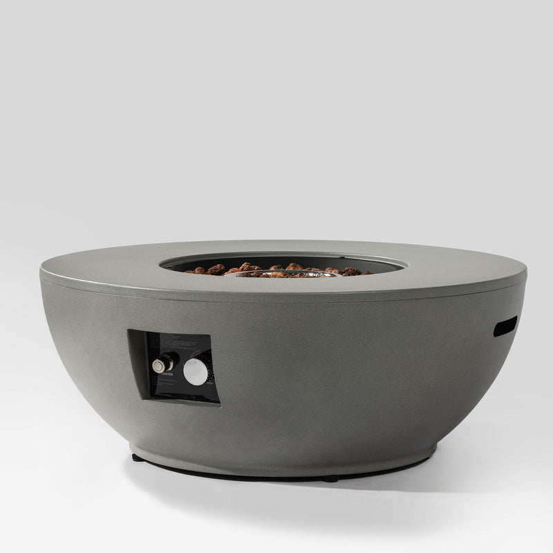 36" Propane Gas Fire Pit Table, 50000 Btu Round Steel Fire Pit With Tank Holder For Outside Patio Deck Garden Backyard - Gray