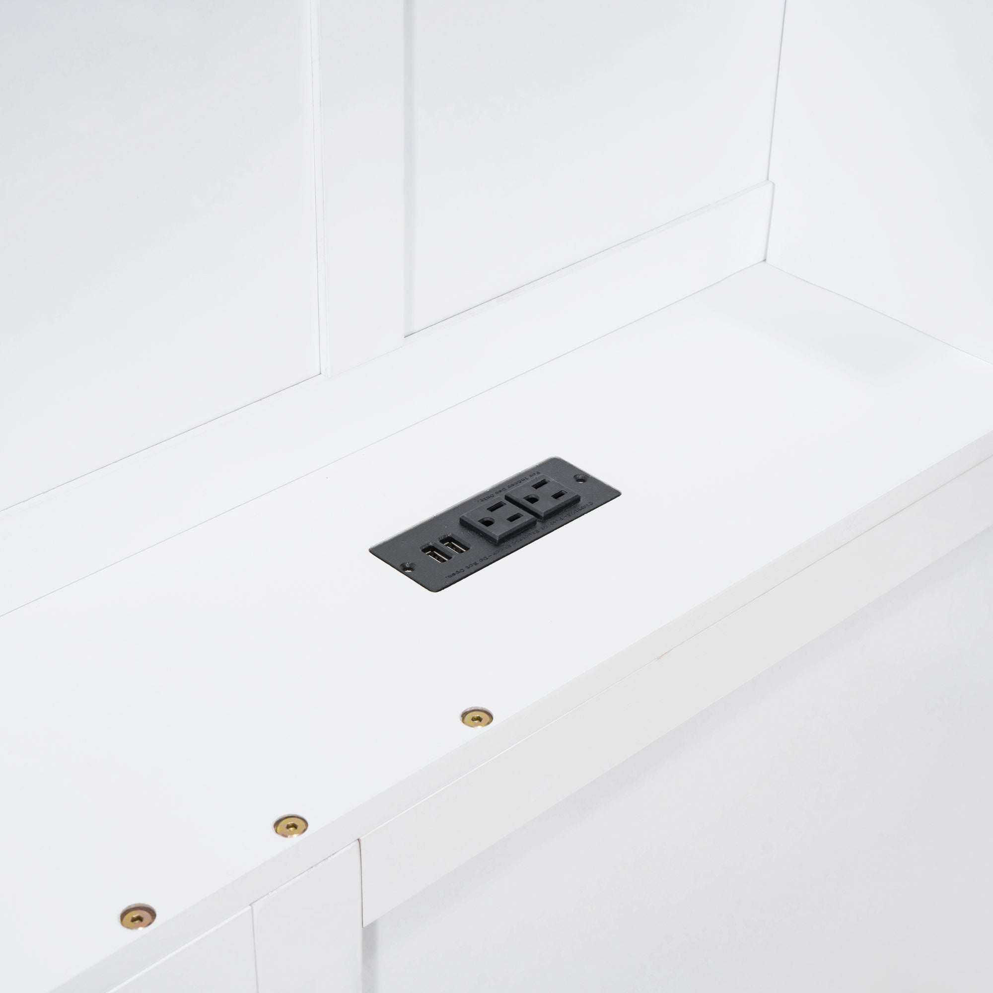 Full Size House Bed with Window and Bedside Drawers, Platform Bed with Shelves and a set of Sockets and USB Port, White