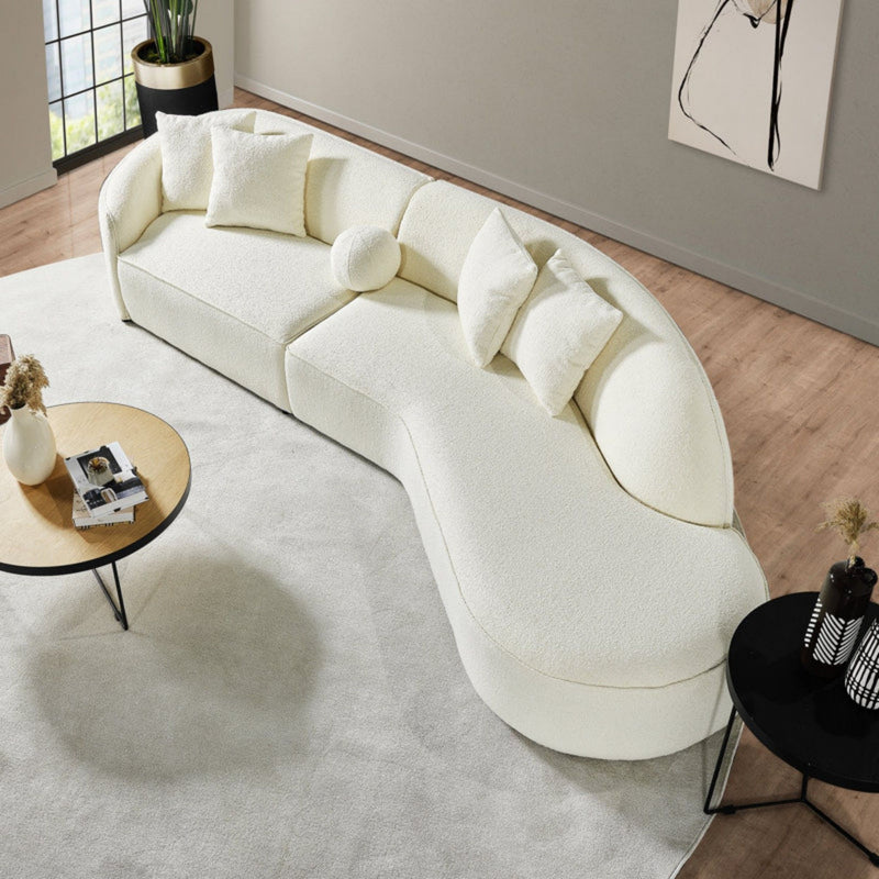 Elijah - Japandi Curvy Sectional Sofa - Beige