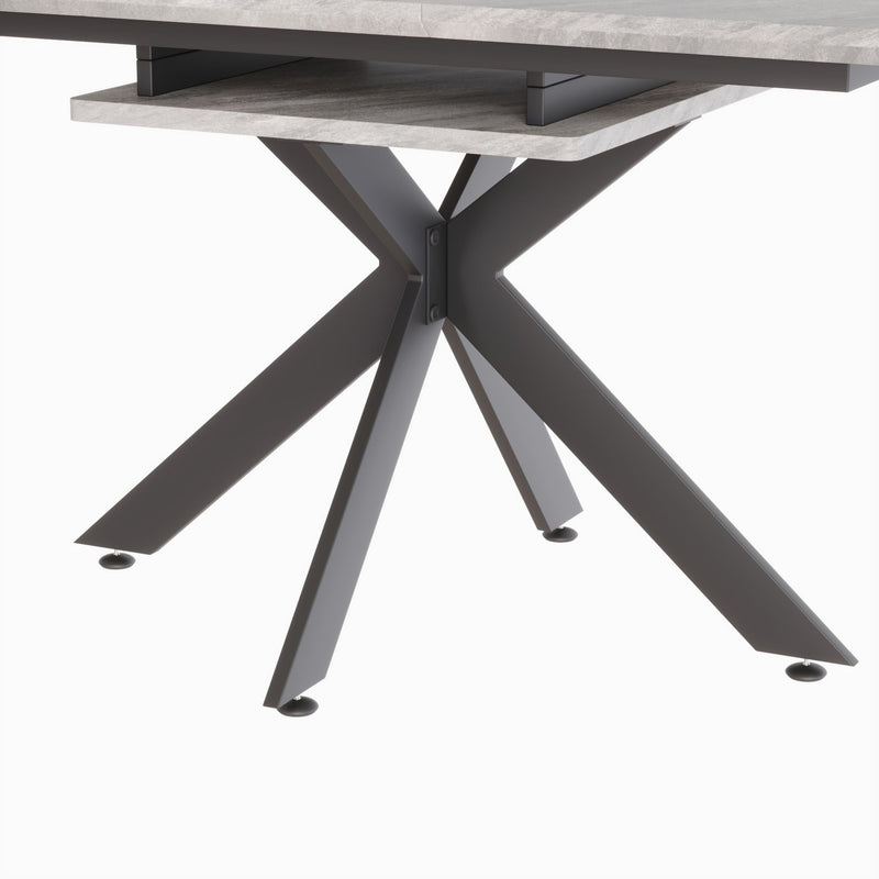 Modern Mid-Century Gray Dining Table Set With Extendable Design