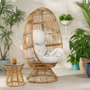 Patio Swivel Basket Egg Chair With Cushion