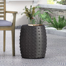 Outdoor End Table With Outstanding Studded Design - Matte Black