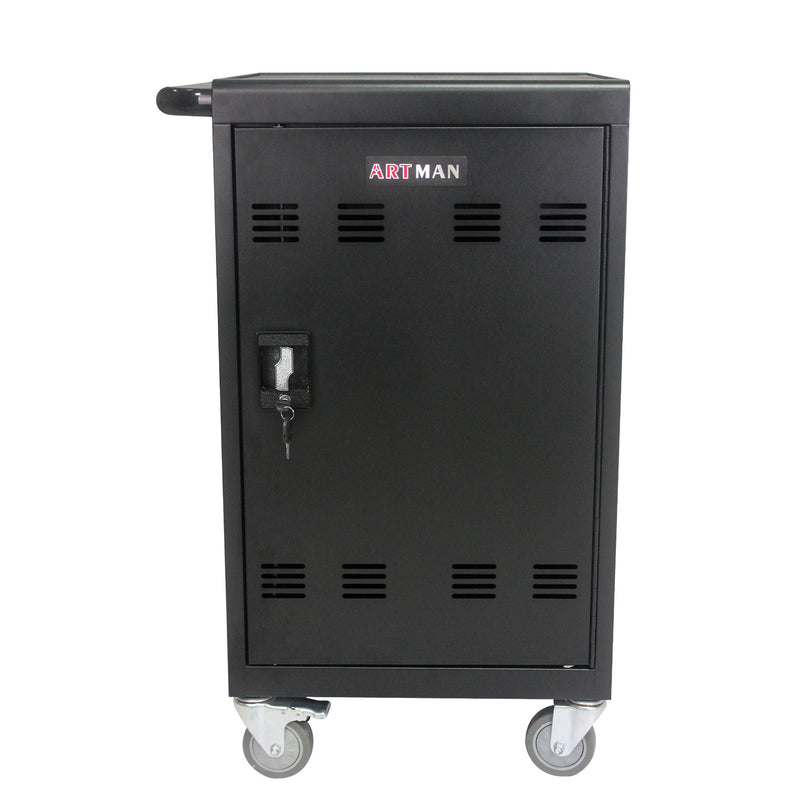 Mobile Charging Cart And Cabinet For Tablets Laptops 32-Device - Matt Black