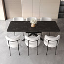 Extendable Dining Table Set With Curved Backrest Upholstered Chairs