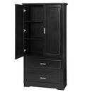 Tall Bathroom Storage Cabinet, Cabinet With 2 Doors And Drawers, Adjustable Shelf