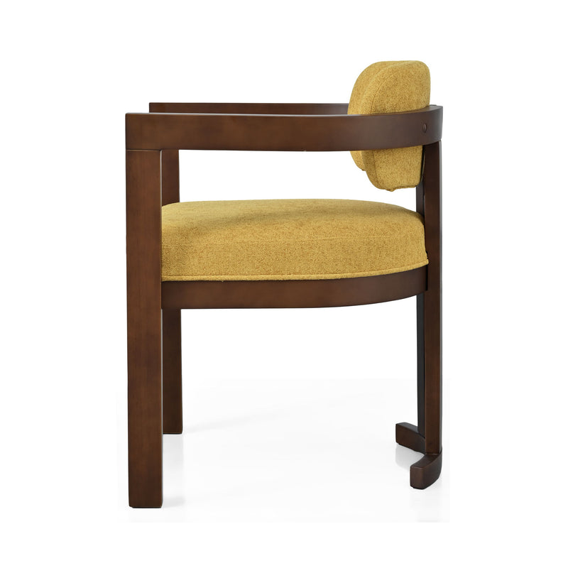 7 Piece Elegant Dining Set With Upholstered Wood Dining Chairs - Yellow / Walnut / Rich Mahogany