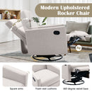 Modern Upholstered Rocker Nursery Chair Plush Seating Glider Swivel Recliner Chair