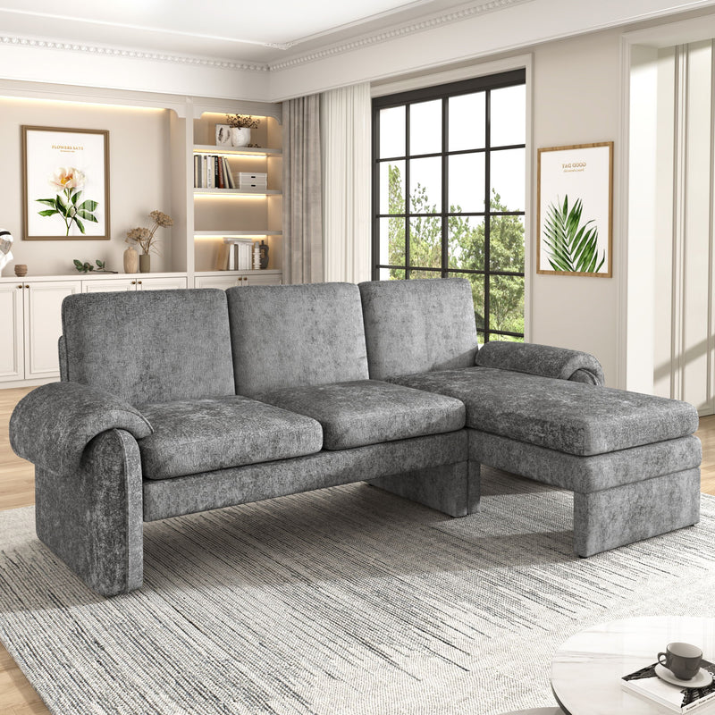 Convertible Futon Sofa Bed With Adjustable Backrest, Reversible Chaise Lounge And 2 Removable Armrest Pillows