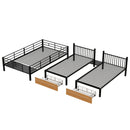 Full over Twin-Twin Triple bunk bed with drawers and staircase, Black