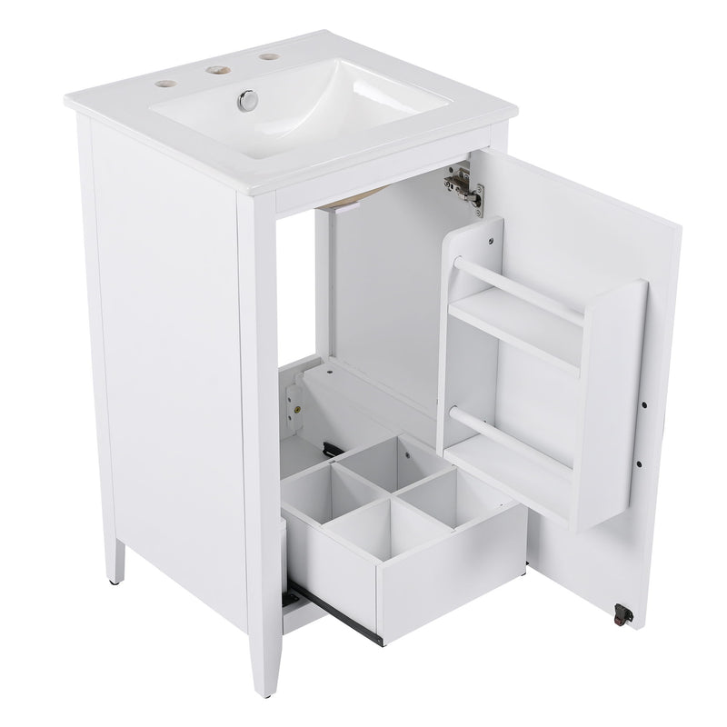 Modern Bathroom Vanity With Sink, Functional Drawer, Soft- Closing Door