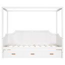 Twin Size Wooden Canopy Daybed with 3 in 1 Storage Drawers,White