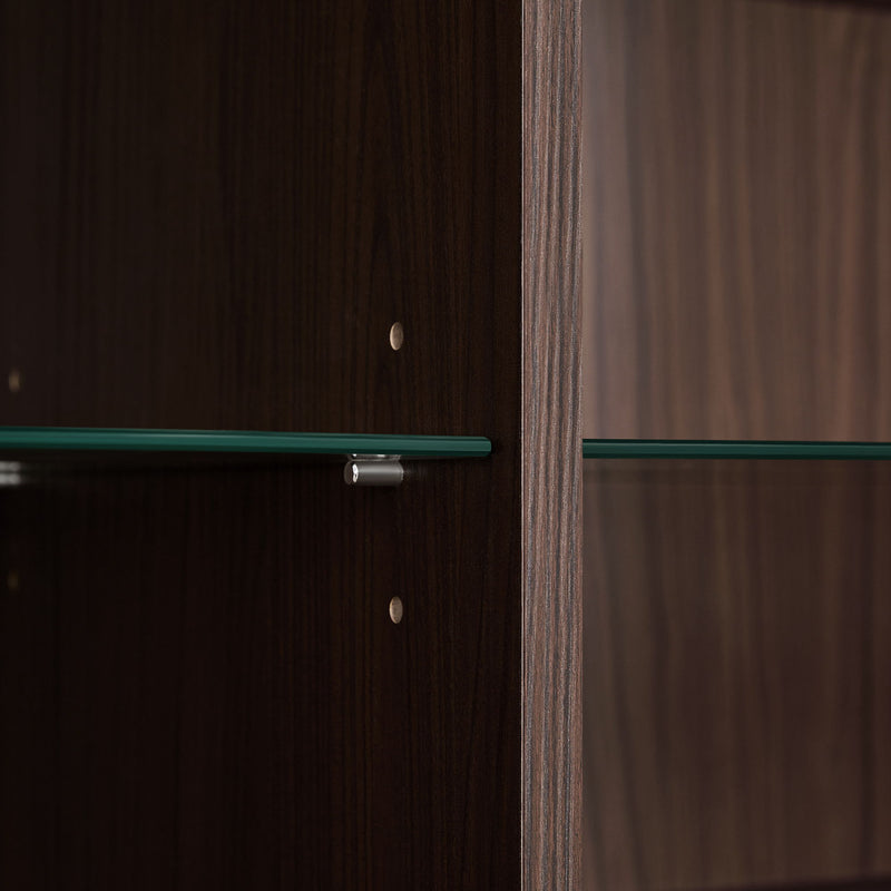 Modern Minimalist Style LED Curio Cabinet With Tempered Glass Door, Metal Legs