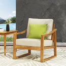 Outdoor Acacia Wood Club Chairs With Water Resistant Cushions - Teak / Beige