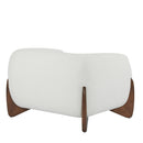 Modern Upholstered Boucle Arm Chair With Tuxedo Design And Triangular Legs