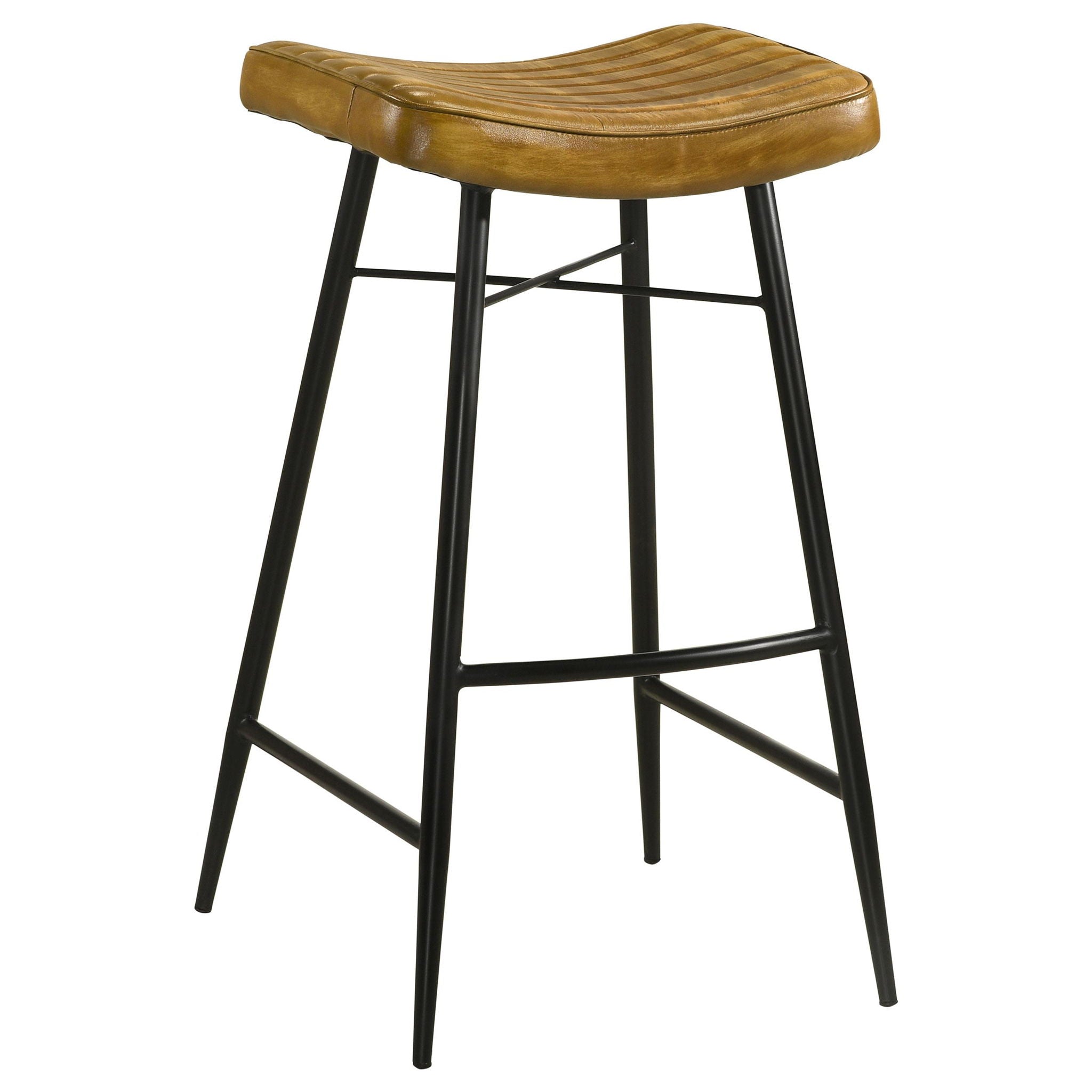 Bayu Leather Upholstered Bar Stool Antique Camel (Set of 2) - Atlantic Fine Furniture Melbourne FL