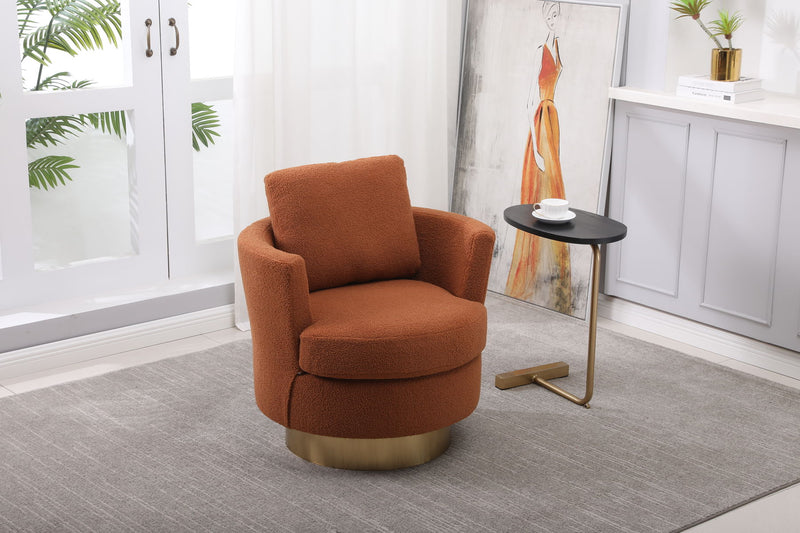 Barrel Chair, Swivel Accent Chairs Armchair For Living Room, Reading Chairs For Bedroom Comfy, Round Barrel Chairs With Gold Stainless Steel Base