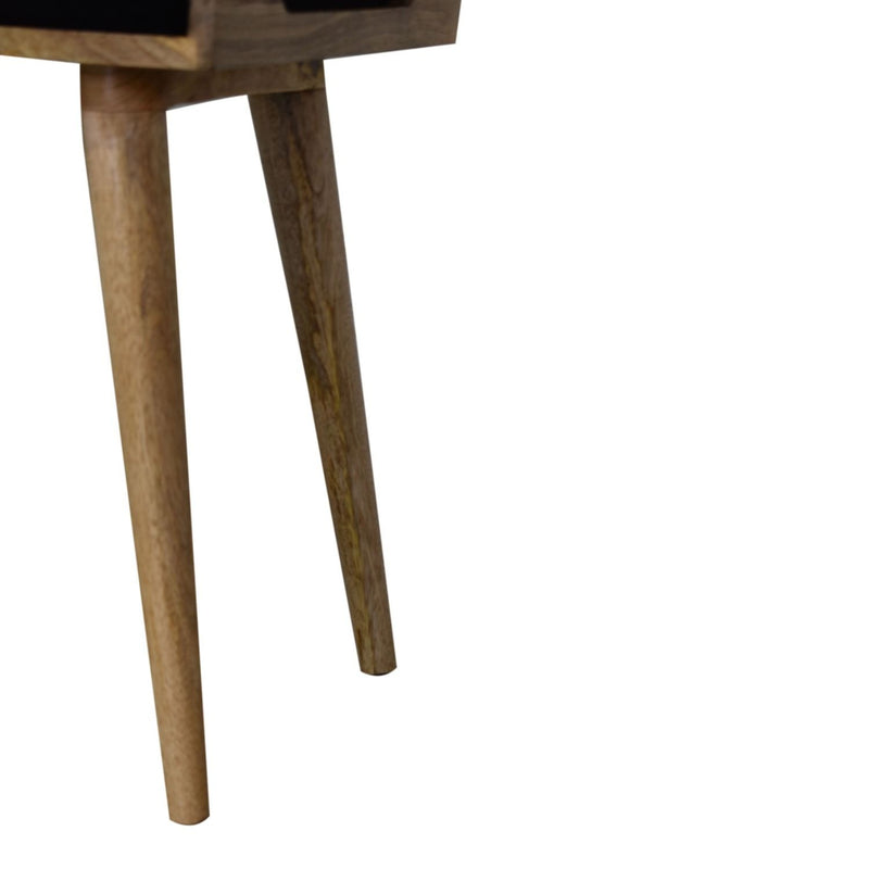 Velvet Tray Style Footstool - Black