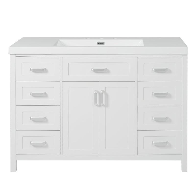 Bathroom Vanity With Sink, 2 Doors 8 Drawers, Soft Close System, Classic Design