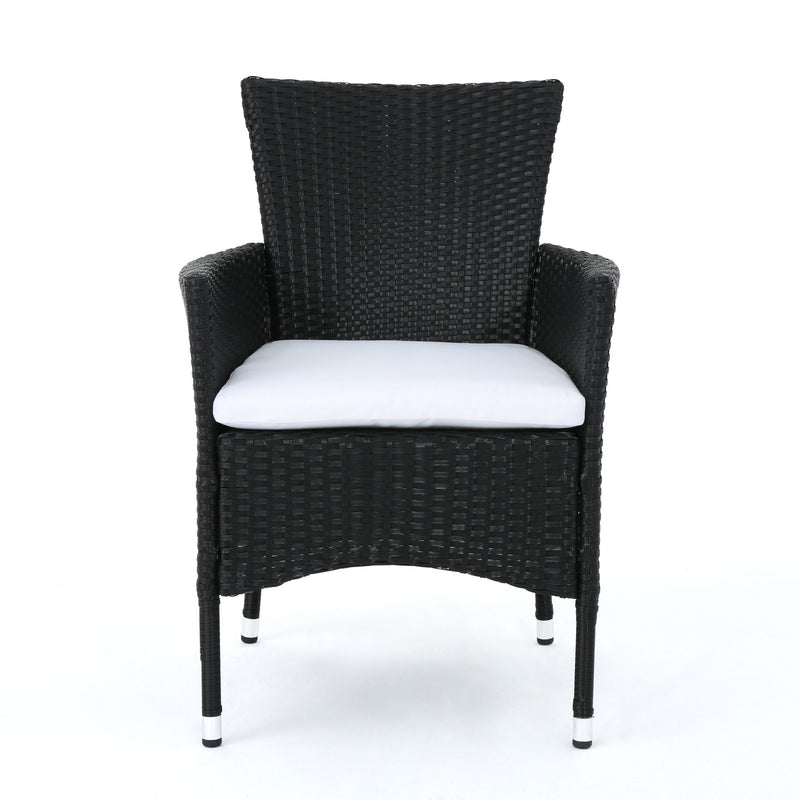 Dimensional Outdoor Dining Chair With Cushion Seat And Iron Frame (Set of 2)