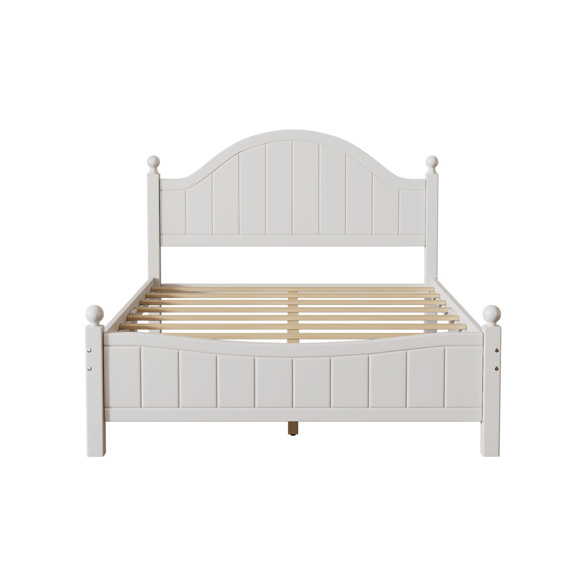 Traditional Concise Style White Solid Wood Platform Bed, No Need Box Spring, Full(Old SKU:WF295732AAA) - Atlantic Fine Furniture Melbourne FL