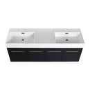 Modern Wall Mounted Bathroom Vanity With Resin Sink And Storage Rack