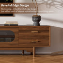 TV Stand With Fluted Doors, 2 Drawers - Walnut