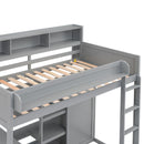 Loft Bed With Built In Desk, Storage Shelves, And Wardrobe