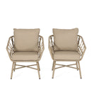 Bruce - Outdoor Club Chair Set With Water Resistant Cushions Rattan And Iron - Brown