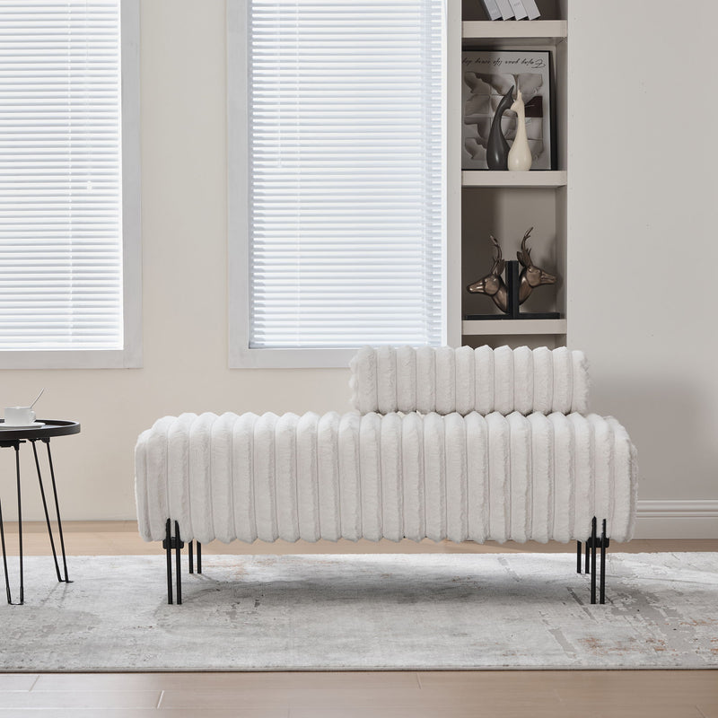 Mini Loveseat With Adjustable Backrest - Beige