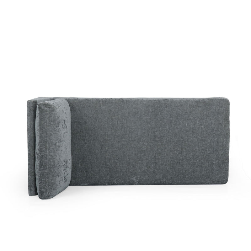 Fabric Upholstered Chaise Lounge With Iron Bracket Legs