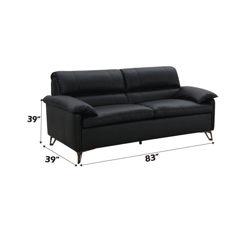 Eilene - Top Grain Leather Loveseat - Black