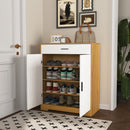 Freestanding Wooden Shoe Cabinet, 4 Tier Organizer With Drawer