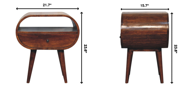 Large Chestnut Circular Bedside